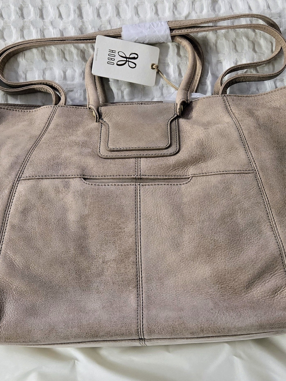 HOBO Taupe Buffed LeatherShoulder Tote with Leopard-Print Accessory 8pc Set Set - Picture 15 of 16
